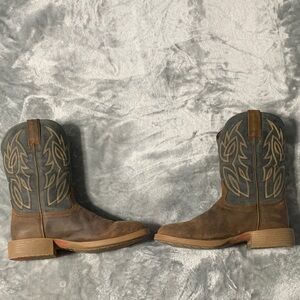 Justin Boots Men's Brown and Green Leather Boots